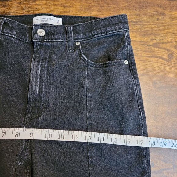 Abercrombie & Fitch Jeans Sz 8 Skinny Hi Rise Raw Hem Slit Ankle Black Stretch - Picture 6 of 9